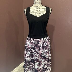 Elegant Black and Purple Raven Print Women's Dress